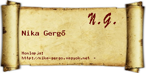 Nika Gergő névjegykártya